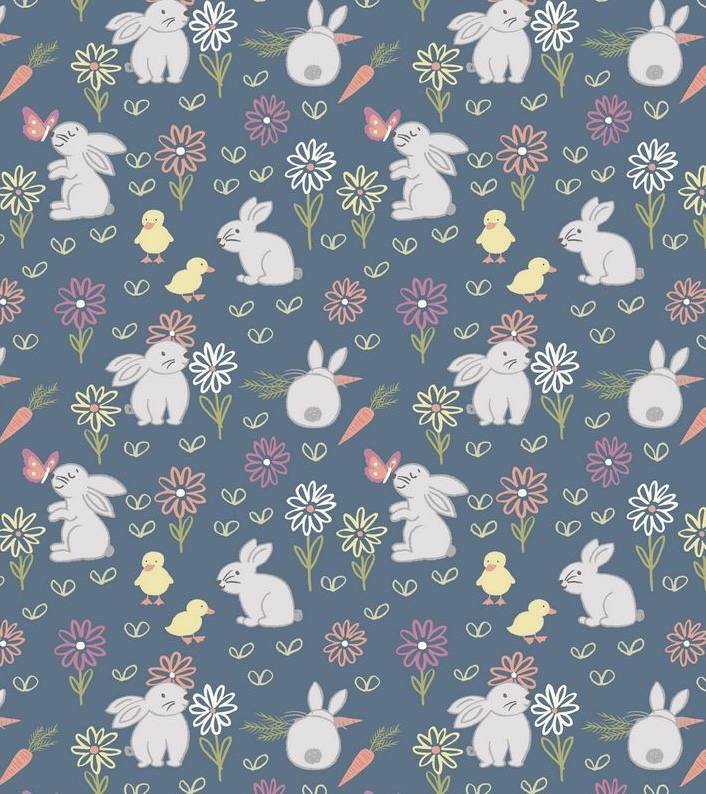 Lewis & Irene Bunny Garden-Bunny Adventure on Denim · Suki LTS