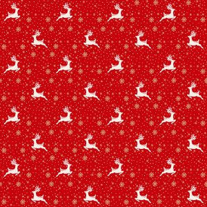Makower Fabrics Scandi Chrsitmas Reindeer on Red
