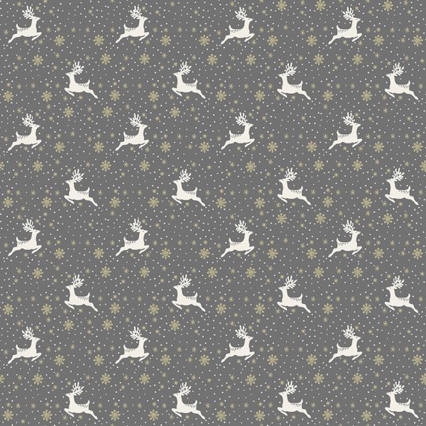 Makower Fabrics Scandi Christmas Reindeer on Grey