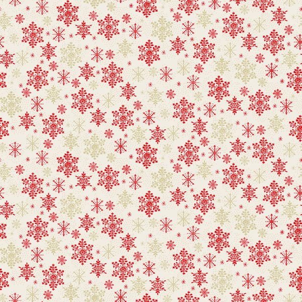 Makower Fabrics Scandi Christmas Red Snowflakes on Cream