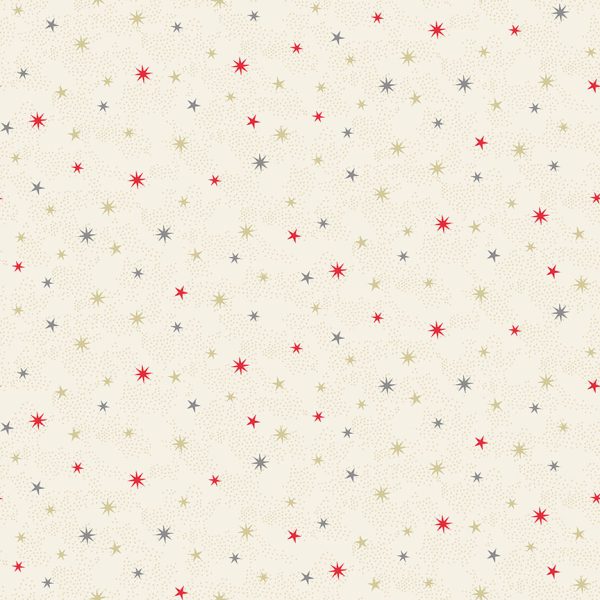 Makower Fabrics Scandi Christmas Multi Stars on Cream