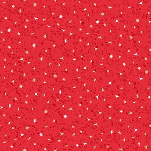 Makower Fabrics Scandi Christmas Stars on Red