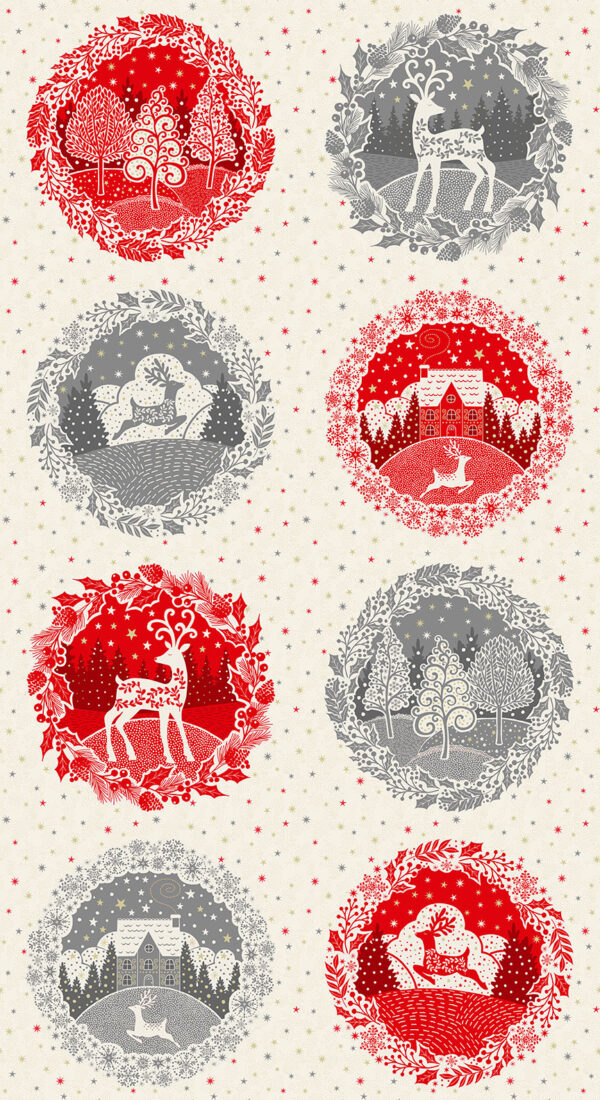 Makower Fabrics Scandi Christmas Festive Circle Panel