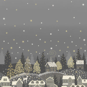 Makower Fabrics Scandi Christmas Scenic Double Border Grey