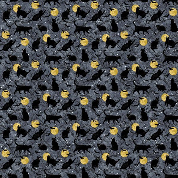 Northcott Fabrics Hocus Pocus Moon & Black Cat