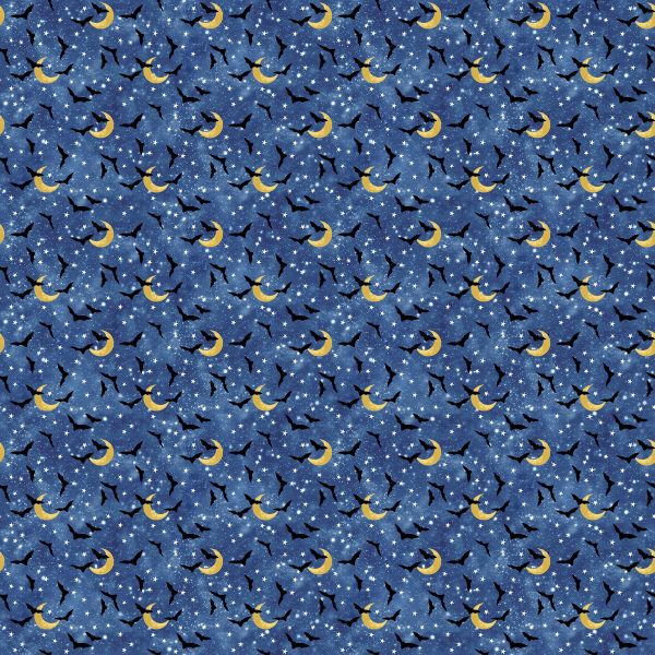 Northcott Fabrics Hocus Pocus Bats on Blue