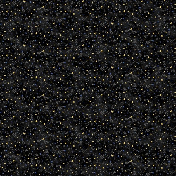 Northcott Fabrics Hocus Pocus Black Star Swirl