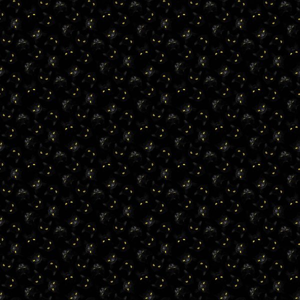 Northcott Fabrics Hocus Pocus Cat Eyes on Black