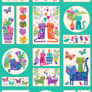 Makower Fabrics Katie's Cats Quilt Panel