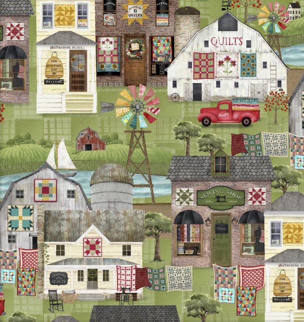 3 Wishes Fabric Shop Hop Around the Town Scenic Print