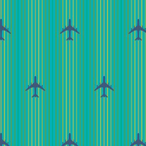 Alison Glass Fabrics Postmark Aircraft in Teal