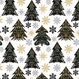 3 Wishes Fabric Christmas Shine Trees with Metallic