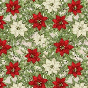 3 Wishes Fabric French Countryside Christmas Poinsettias