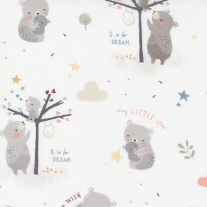 Moda Fabrics D is for Dream Baby Bears on White