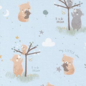 Moda Fabrics D is for Dream Baby Bears on Blue