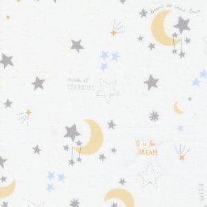 Moda Fabrics D is for Dream Stardust with Words on White