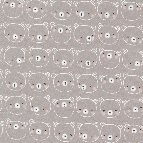 Moda Fabrics D is for Dream Bear Face on Grey