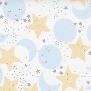 Moda Fabrics D is for Dream Star and Moon on White