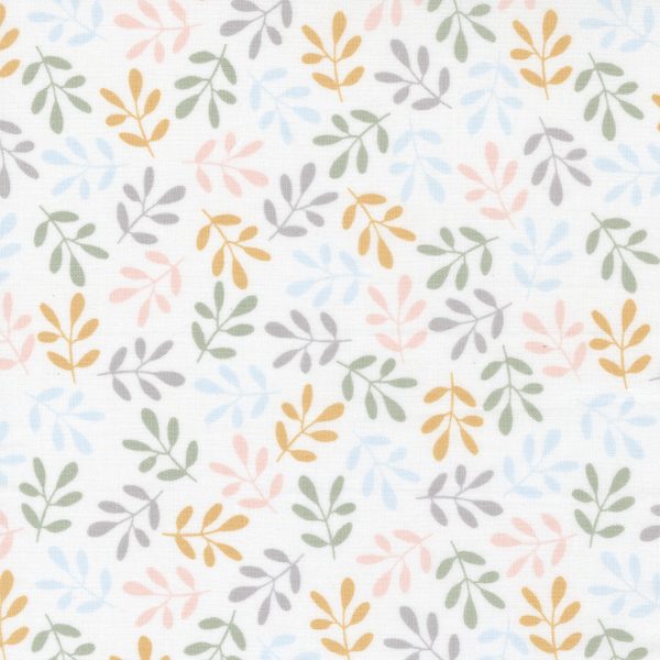 Moda Fabrics D is for Dream Multi Colour Leaf Sprig on White