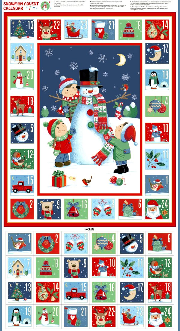 Makower Fabrics Santa's Christmas Advent Calendar Panel