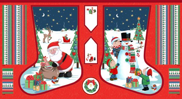 Makower Fabrics Santa's Christmas Stocking Panel