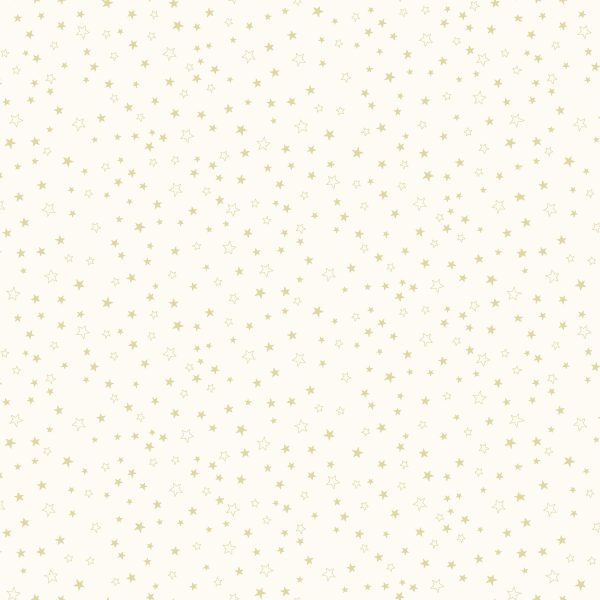 Makower Fabrics Santa's Christmas Metallic Gold Stars on Cream