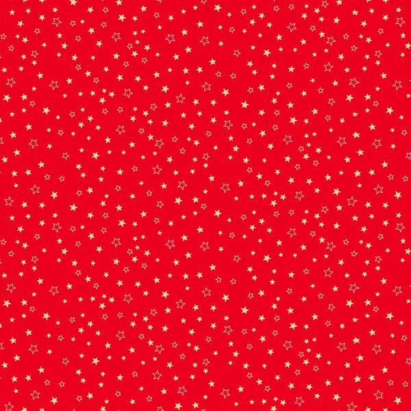 Makower Fabrics Santa's Christmas Metallic Gold Stars on Red