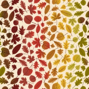 Lewis & Irene Fabrics A Winter Nap Rainbow Leaves on Cream