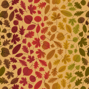 Lewis & Irene Fabrics A Winter Nap Rainbow Leaves on Dark Honey