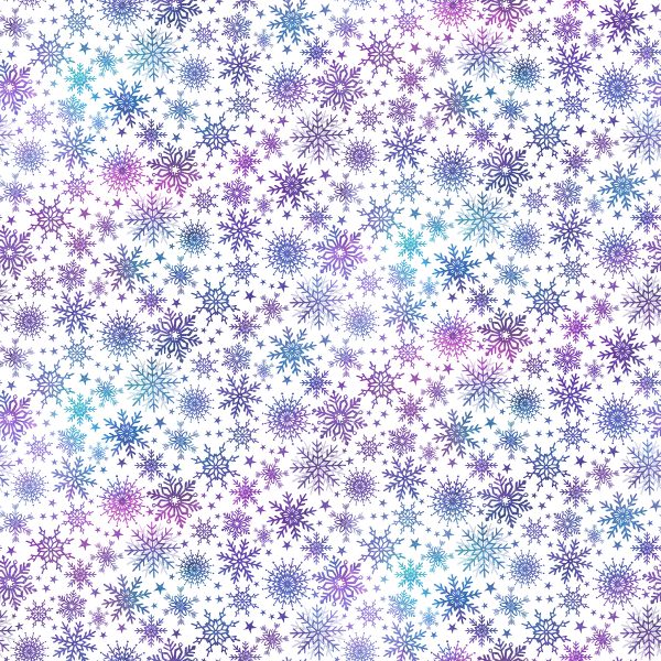 Northcott Fabrics Angels on High Purple and Teal Snowflakes on Whte