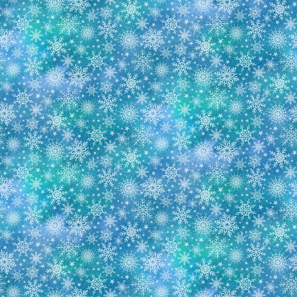 Northcott Fabrics Angels on High Snowflakes on variegated Teal