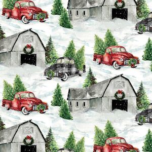 3 Wishes Fabric Dreaming of a Farmhouse Christmas Scenic Farm