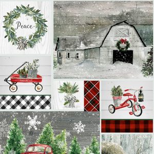 3 Wishes Fabric Dreaming of a Farmhouse Christmas Block Patch