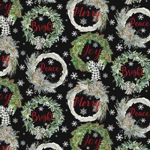 3 Wishes Fabric Dreaming of a Farmhouse Christmas Snow Wreath