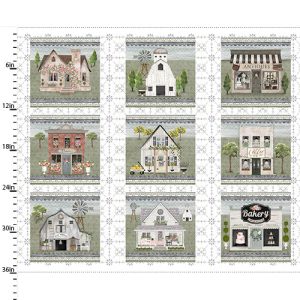 3 Wishes Fabric White Cottage Farm Large Scenic Quilt Panel