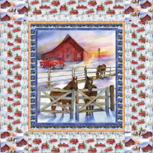 3 Wishes Fabric Snowfall on the Range Scenic Barn Free Quilt Pattern