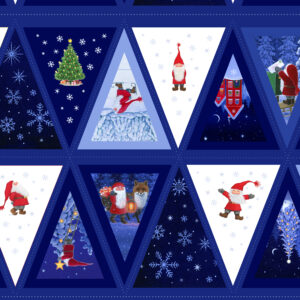 Lewis & Irene Fabrics Tomtens Village Christmas Bunting Panel
