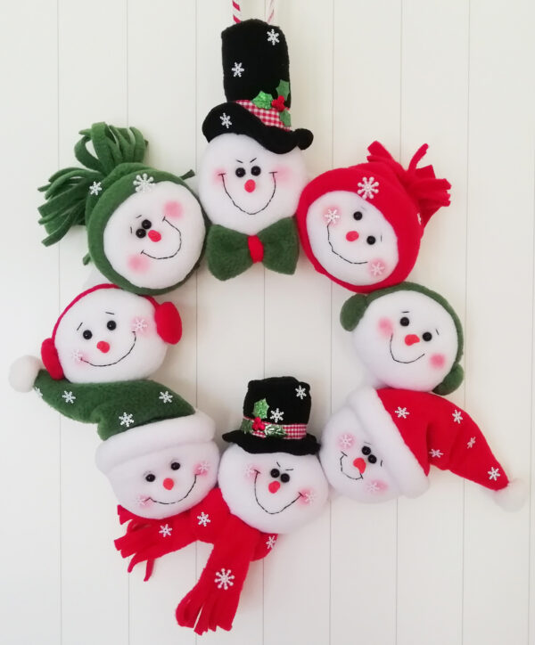 Endless Thread Heads Up Snowmen Wreath Pattern