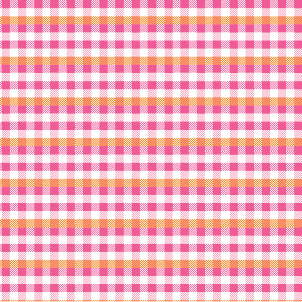 Poppie Cotton Fabric Kitty Loves Candy Pink Plaid