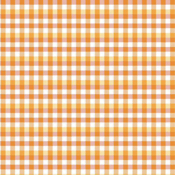 Poppie Cotton Fabric Kitty Loves Candy Orange Plaid