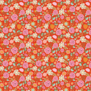 Poppie Cotton Fabric Kitty Loves Candy Pretty Pumpkins on Orange