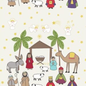 Lewis & Irene Fabrics A Little Christmas Star Nativity on Cream